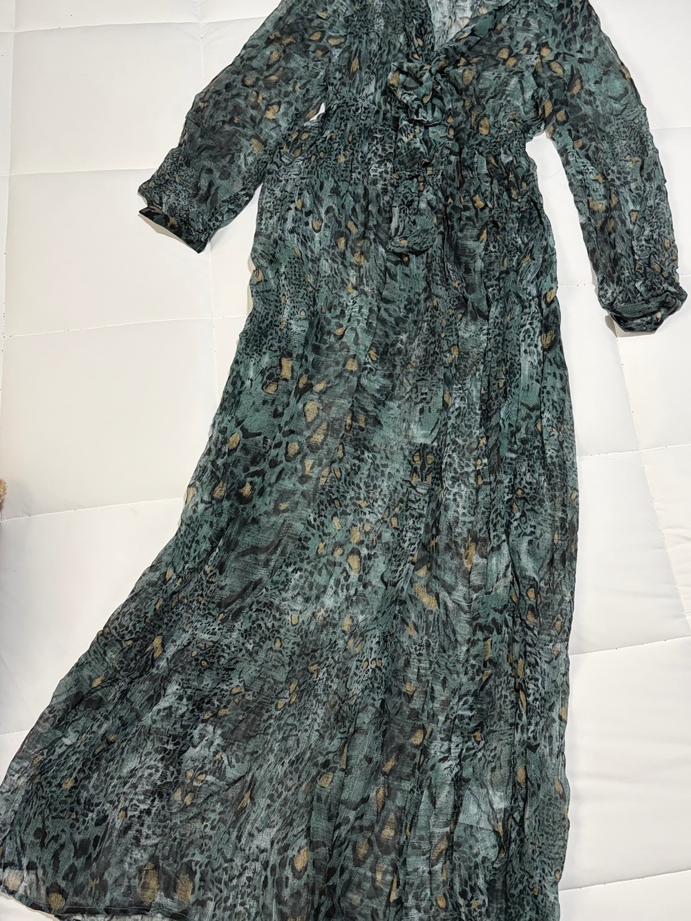 Guess by Marciano Teal and Black Patterned Maxi Dress